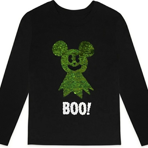 Disney Mickey Mouse shirt ghost Flip SEQUIN Halloween Long Sleeve 5/6 - Picture 3 of 11